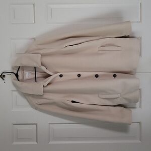 Garnet Hill womens cream color sherpa fluffy teddy button down coat size xl